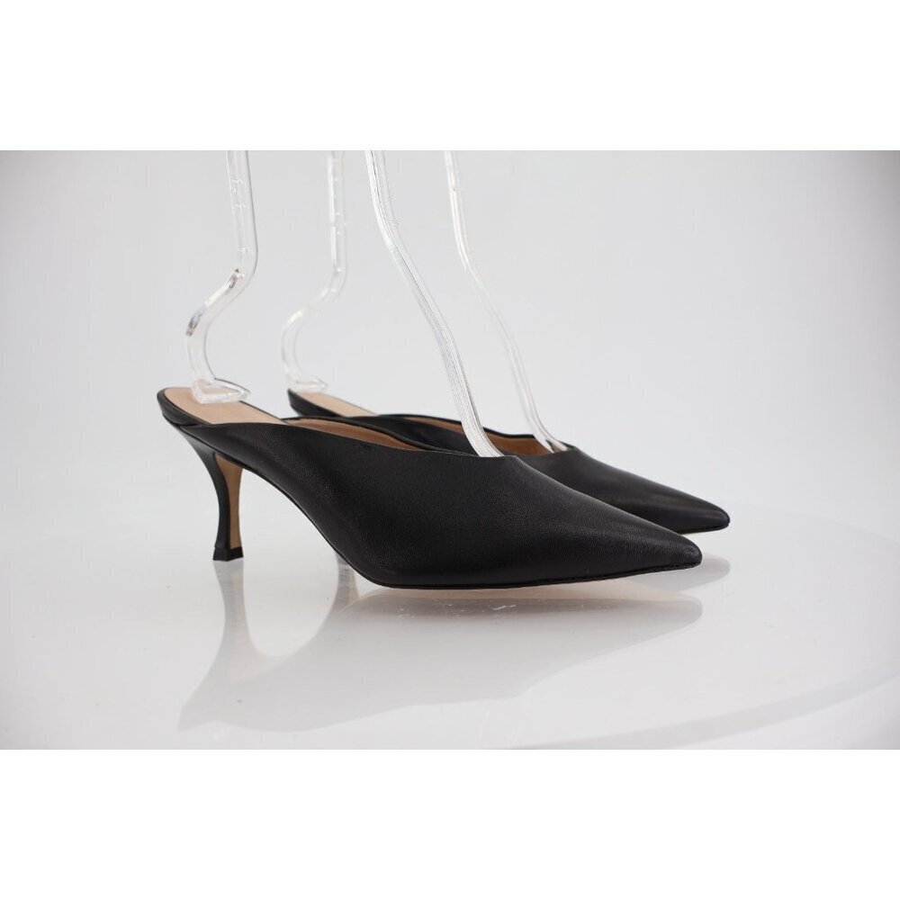 Stuart Weitzman Lula Pointed Toe Pump Size 10 B Black Leather Mule Stiletto Heel
